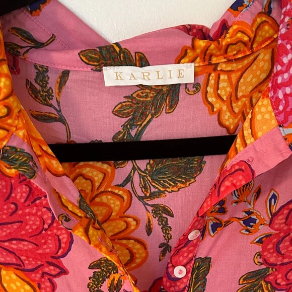 NWOT Karlie Pink Floral Midi Dress- Size Large - Picture 2 of 3